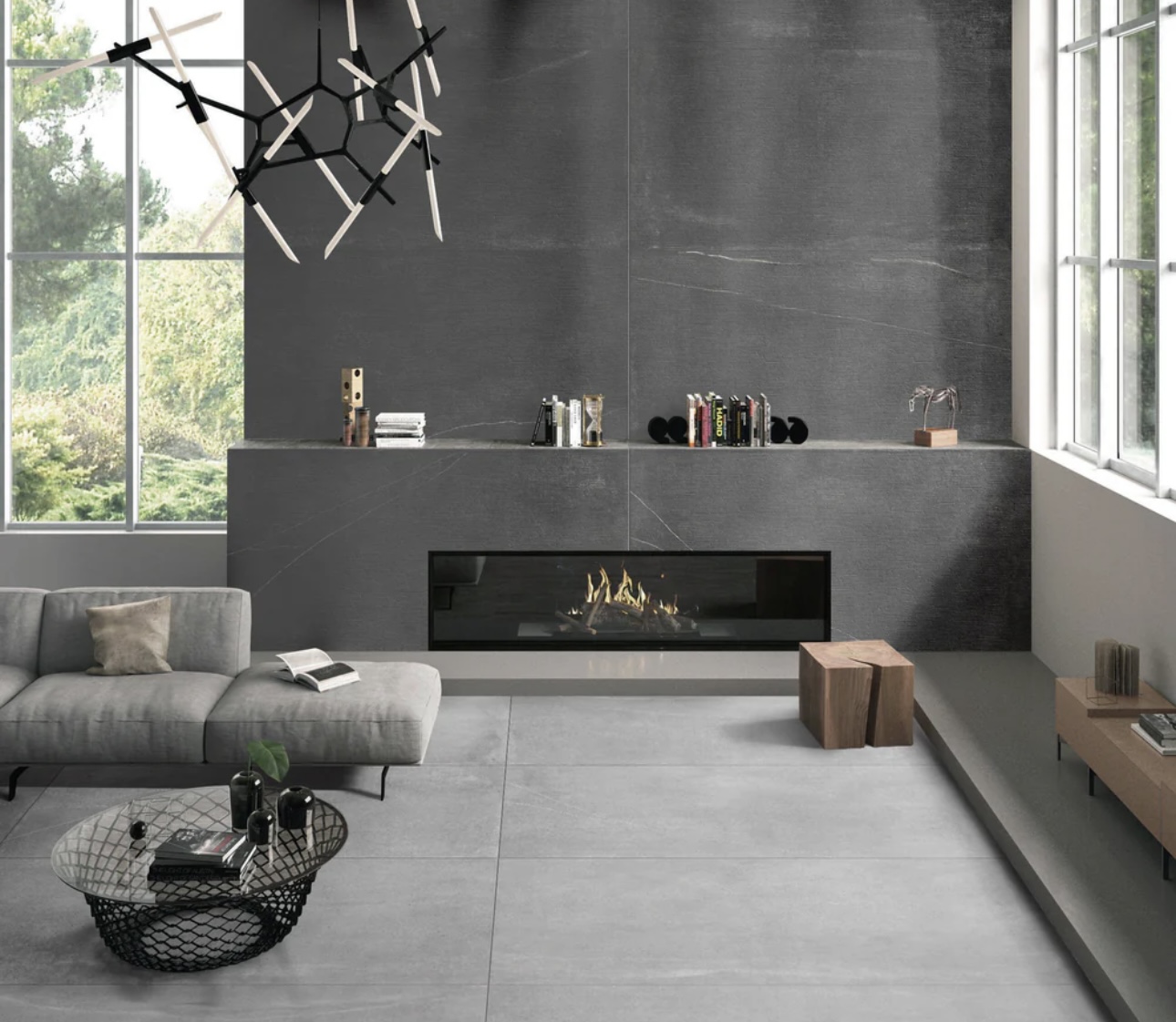 Fireplace tiling